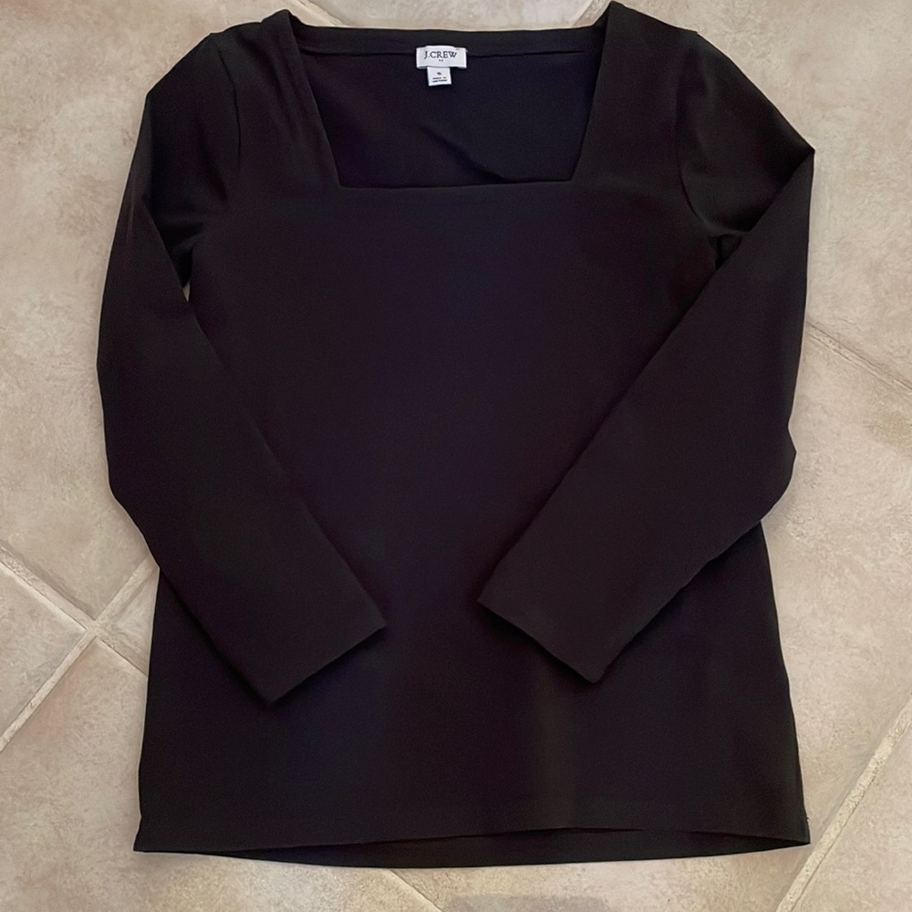 JCREW FACTORY BLACK SQUARE NECK SHIRT W/ 3/4 sleeve Small